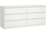 Dmora Credenza Abacadabra 50X153.8X70.1H Cm Bianco, 6 Cassetti Apertura Scorrevole