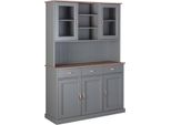 Dmora Credenza Dolese 45X131X191H Cm Grigio, Apertura Battente E Scorrevole 4 Ante