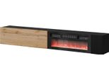 Dmora Mobile Porta Tv Sindia 200X29.8X30.5H Cm Nero Antracite, Un Ripiano Modulabile