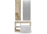 Dmora Mobile Da Ingresso Casalino 90.5X36X170H Cm Marrone Lucido, Specchio Incluso Appendiabiti