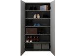 Dmora Armadio Multiuso 2 Ante Floro 63X114H Cm Grigio Cemento, 5 Ripiani Apertura Manuale