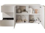 Dmora Credenza Busi 181X44X84H Cm Bianco Lucido, 2 Ripiani 3 Cassetti