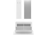Dmora Mobile Da Ingresso Toirano 91X36X165H Cm Bianco Lucido, Specchio Incluso 4 Paia
