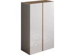 Dmora Armadio Multiuso 2 Ante Vignone 70X111H Cm Bianco Lucido, 5 Ripiani Apertura Manuale
