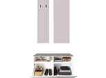 Dmora Mobile Da Ingresso Rizzuto 91X36X165H Cm Bianco Lucido, Specchio Incluso Appendiabiti