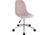 Sgabello Da Lavoro - Velluto Rosa - Ergonomico - Su Rotelle - Regolabile In Altezza - Senza Braccioli