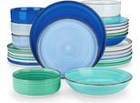 Set Da Portata Zafiro 24 Pezzi - Ceramica - Piatti Da Portata, Piatti Fondi E Piatti Da Colazione - 8 Persone - Rainbow Design