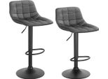 Sgabello Da Bar In Velluto Mida - Regolabile In Altezza - Con Schienale - Ergonomico - Grigio Donker - Set Di 2 - Per Cucina E Bar - Altezza Seduta 59-81Cm