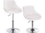 Sgabello Da Bar Norino Deluxe - Industriale - Bianco - Sgabello Da Bar Con Schienale - Altezza Regolabile - Similcuoio - Struttura In Metallo - Girevole A 360° - 1 Pezzo