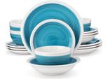 Servizio Di Piatti Zafiro – 16 Pezzi – 4 Persone – Blu – Piatti Piani, Piatti Fondi E Piatti Da Colazione