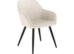 Sedia Per Sala Da Pranzo Happyment Servio - Velluto Crema - Gambe In Metallo Nero - Altezza Seduta 47Cm - 1 Pezzo