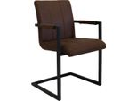 Sedia Happyment Per Sala Da Pranzo Farlo - Microfibra Marrone - Gambe In Metallo - Altezza Seduta 46 Cm - 1 Pezzo