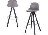 Sgabello Da Bar - Similcuoio Grigia - Con Schienale - Struttura Nera - Altezza Seduta 75Cm