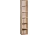 Libreria A Giorno Happyment - Libreria A Giorno Con 6 Scomparti - Legno - Rovere - Soggiorno / Camera Da Letto / Camera Dei Bambini - 30×23,5×158,4Cm