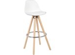 Sgabello Alto Da Bar - Bianco - Similcuoio - Ergonomico - Con Schienale - Altezza Seduta 75Cm - 1 Pezzo