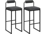 Sgabello Bar Nitto Industrial - Grigio Scuro - Sgabello Bar Con Schienale - Sedia Da Cucina - Velluto - Set Di 2
