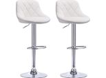 Sgabello Di Design Lica - Con Schienale - - Ergonomico - Bianco - Regolabile In Altezza - Set Di 2 - Per Cucina E Bar - Altezza Seduta 60-82Cm