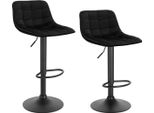 Sgabello Da Bar In Velluto Bolt Edge - Nero - Con Schienale - Regolabile In Altezza - Set Di 2 Pezzi