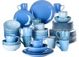 Set Da Portata Castella 48 Pezzi - Ceramica - Piatti Da Pranzo, Piatti Fondi E Piatti Da Colazione - 12 Persone - Mix Blue