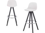 Sgabello Alto - Similcuoio Bianca - Con Schienale - Struttura Nera - Altezza 75Cm
