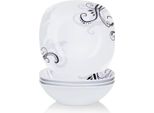 Set Da Portata Morencia 4 Pezzi - Ceramica - Piatti Per La Cena, Piatti Fondi E Colazione - Bianco - Per 4 Persone