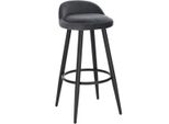 Sgabello Da Bar In Velluto Bolt Edge - Grigio Scuro - Ergonomico - Schienale Piccolo - Altezza Seduta 69 Cm - Struttura In Metallo - Per Cucina E Bar