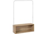Appendiabiti Happyment Doda - Appendiabiti Con Scarpiera - 2 In 1 - Armadio Con Contenitore - Mdf E Metallo - Bianco E Rovere Chiaro - 110X161X35Cm