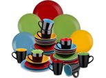 Set Da Portata Sorella 32 Pezzi - Ceramica - Piatti Da Pranzo, Piatti Fondi E Piatti Per La Colazione - 8 Persone - Rainbow Design