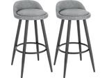 Sgabello Da Bar In Pelle Cardiff - Grigio - Sgabello Da Bar Con Schienale - Ergonomico - Regolabile In Altezza - Set Di 2 - Struttura In Metallo