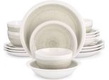 Set Da Portata Azzuro 32 Pezzi - Ceramica - Piatti Da Portata, Piatti Fondi E Piatti Da Colazione - 8 Persone - Beige