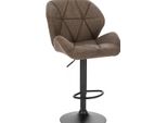 Sgabello Da Bar - Pelle Finta Marrone - Altezza Regolabile 60-82Cm - Ergonomico - Con Schienale - Girevole A 360° - Design Moderno - 1 Pezzo