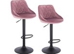 Sgabello Di Design Berlo - Con Schienale - Velluto - Ergonomico - Rosa - Regolabile In Altezza - Set Di 2 - Per Cucina E Bar - Altezza Seduta 60-82Cm