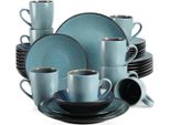 Set Da Portata Happyment Luxe - 32 Pezzi - 8 Persone - Porcellana - Turchese - Piatti Da Dessert, Piatti Fondi E Piatti Da Cena + Tazze