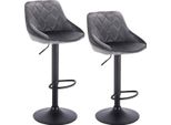 Sgabello Di Design Zino - Con Schienale - Velluto - Ergonomico - Grigio - Regolabile In Altezza - Set Di 2 - Per Cucina E Bar - Altezza Seduta 60-82Cm