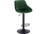 Sgabello Di Design Herli - Con Schienale - Stabile - Ergonomico - Velluto - Altezza Seduta 60-82Cm - Verde Scuro - 1 Pezzo - Per Cucina E Bar - Altezza Regolabile