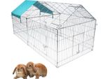 Happyment Luxe Pet Run Meri Miva Xl - Cuccia Per Animali Domestici Regolabile - Ribaltabile, Per Piccoli Animali E Cuccioli - Per Interni - Argento - 220X103X85Cm