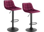 Sgabello Da Bar In Velluto Bolt Edge - Bordeaux - Ergonomico - Altezza Seduta 59-81 Cm - Set Di 2 - Cucina E Bar