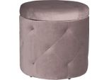 Cassapanca Rotonda In Velluto - Rosa - Con Vano Portaoggetti - Cassapanca E Poggiapiedi - 39,5×39,5×40 Cm