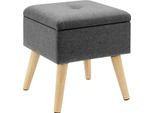 Cassapanca Happyment Grigio Scuro - Con Vano Portaoggetti - Panca Sgabello - Poggiapiedi - Contenitore - Cassapanca Con Coperchio - Tessuto - 32X32X36,5Cm