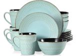 Set Da Portata Ventina 16 Pezzi - Ceramica - Piatto Da Pranzo, Piatto Fondo E Piatto Da Colazione - 8 Persone - Bosgreen