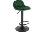 Sgabello Da Bar Erino Deluxe - Industriale - Verde Scuro - Sgabello Da Bar Con Schienale - Altezza Regolabile - Velluto - Struttura In Metallo - 1 Pezzo