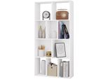 Happyment Libreria A Giorno Dada - 10 Scomparti - Bianco - Libreria - Soggiorno, Camera Da Letto, Camera Dei Bambini - Legno Mdf - 60X20X120Cm