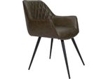 Sedia Da Pranzo - Verde - Pelle Finta - Gambe In Metallo - Altezza Seduta 49Cm - 1 Pezzo