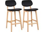 Sgabello Da Bar Zizi - Nero - Set Di 2 - Con Schienale - Ergonomico - Struttura In Legno - Sgabello Da Cucina E Bar - Altezza Regolabile