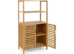 Libreria In Bambù Con Ante, 4 Ripiani, 60X33X116 Cm