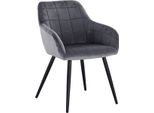 Sedia Da Pranzo - Velluto Grigio Scuro - Con Gambe Nere - Altezza Seduta 47Cm - 1 Pezzo
