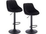 Sgabello Di Design Nilo - Con Schienale - Velluto - Ergonomico - Nero - Regolabile In Altezza - Set Di 2 - Per Cucina E Bar - Altezza Seduta 60-82Cm