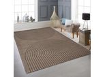 Tappeto Moderno Marrone Con Motivo Circolare 3D Per Soggiorni E Camere Da Letto Dimensioni - 140 X 200 Cm