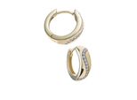 Paar Creolen Jobo "Ohrringe Goldohrringe 13 Mm", Gold (Gelbgold 333, Weiß), Ohrringe, Damen, 13,2Mm, Gelbgold 333, 333 Gold Bicolor Mit 24 Zirkonia