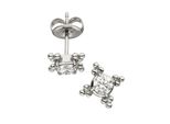 Paar Ohrstecker Jobo "Ohrringe 7 Mm", Edelstahlfarben, Weiß, Ohrringe, Damen, Edelstahl, Edelstahl Mit Zirkonia